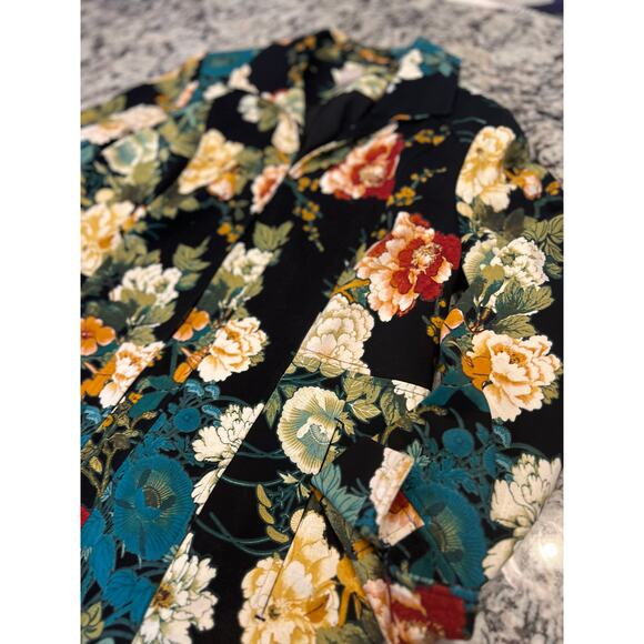 Chico’s floral ponte jacket size 1 with pockets blazer coat - Picture 5 of 15